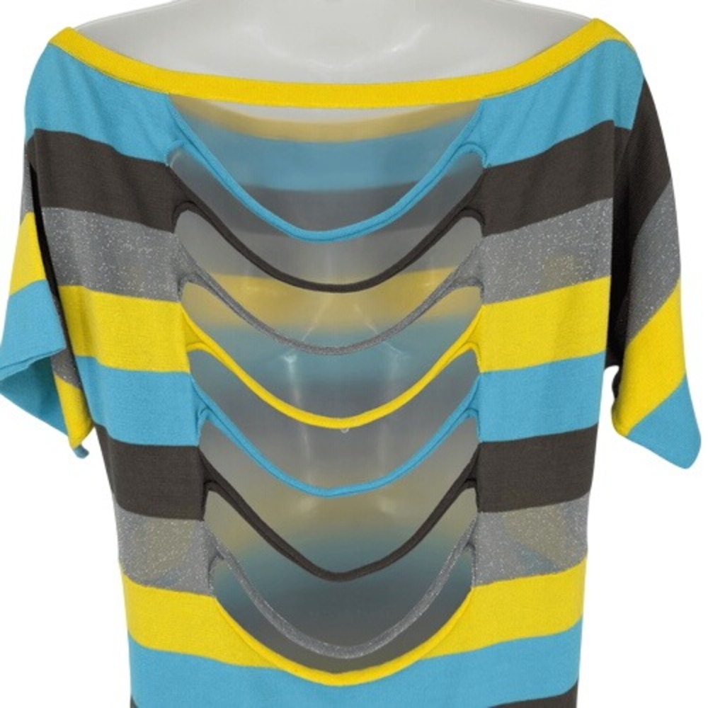 Missoni Signature Striped Knit Mini Dress Multicolor Open Back Size 8 - Picture 6 of 10
